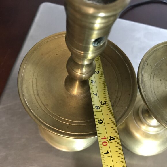 Antique Handmade Belgian Cast Brass Candlestick Holders 8 X 4 - Picture 6 of 10